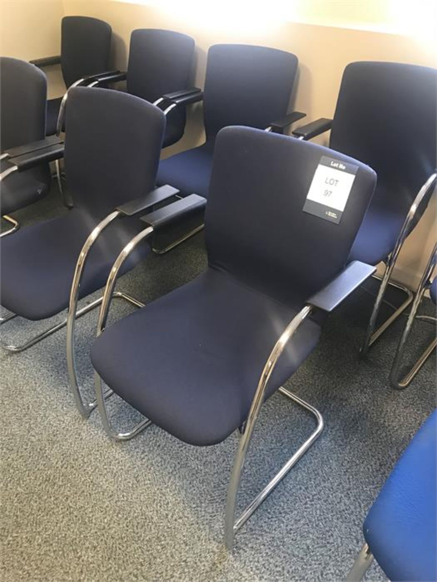 16 chrome steel framed blue tweed chairs - Image 2 of 2