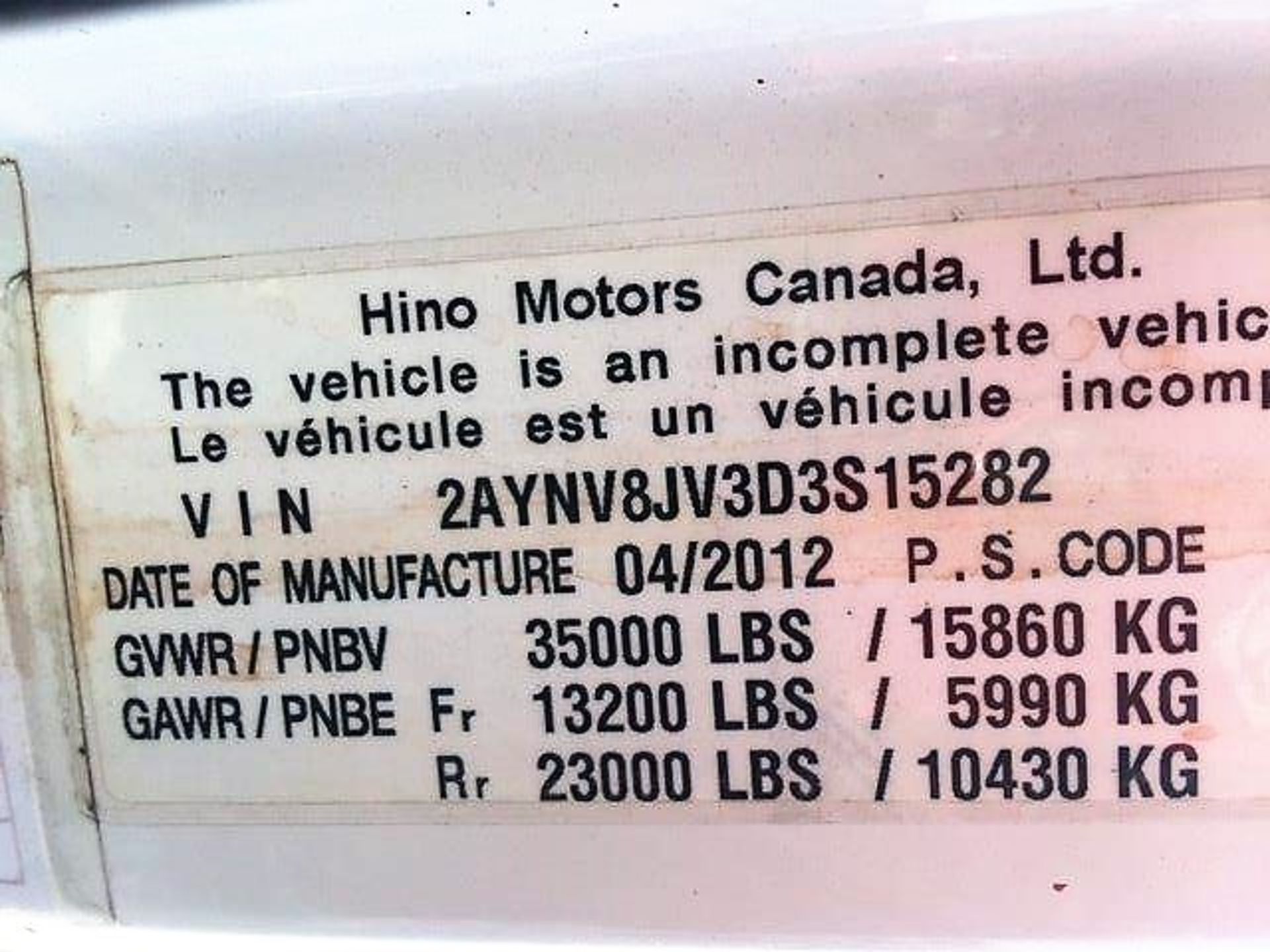 HINO, 358, 2013, 26', c/w DHOLLANDIA electric tailgate,requires Quebec inspection - Image 10 of 10