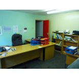 Contents of Office to Include: 2 - Desking Units, Metal 4 Drawer Filing Cabinet, Metal 3 Drawer