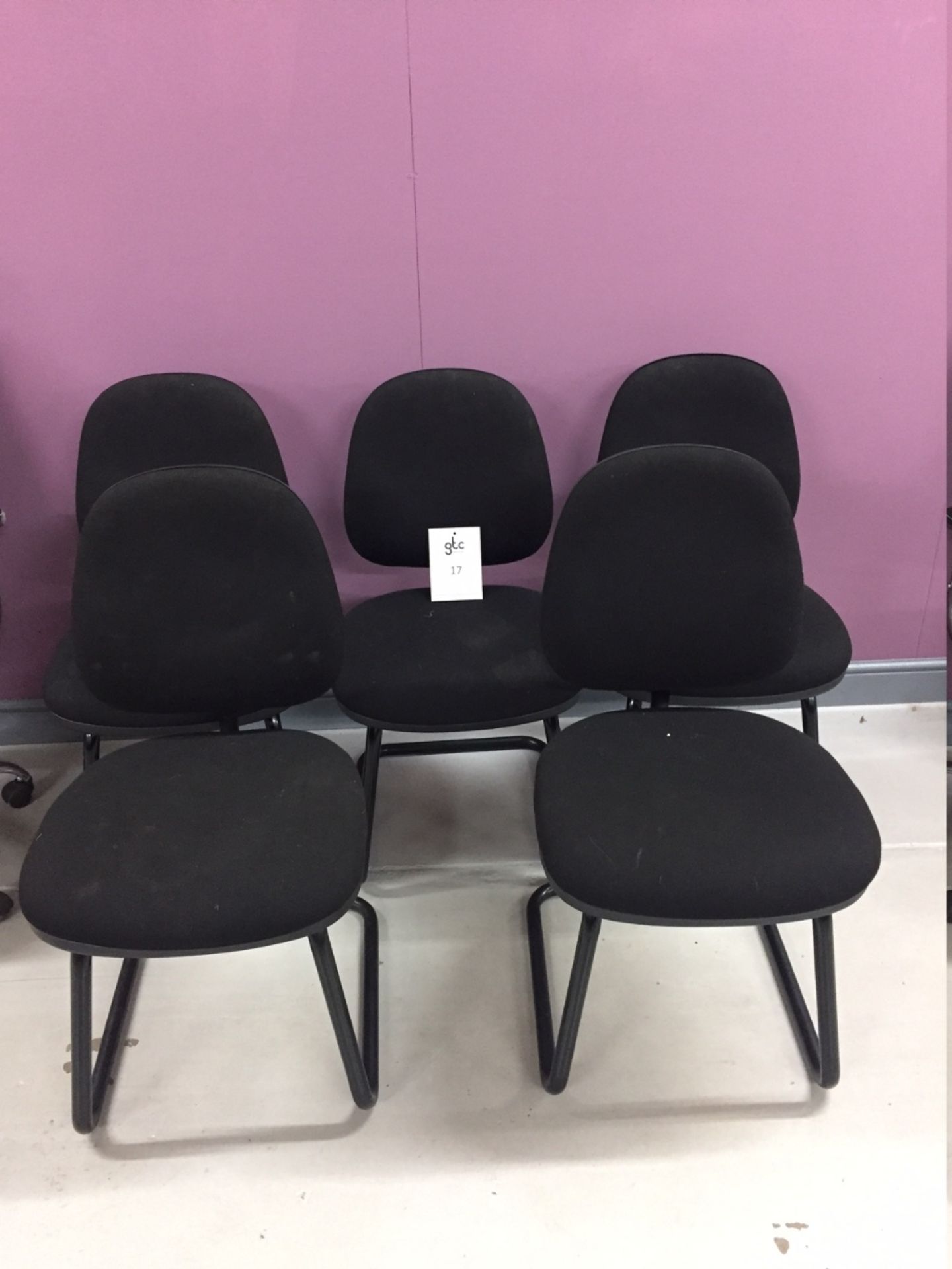 5 - Black Cloth Upholstered Cantilever Reception Chairs