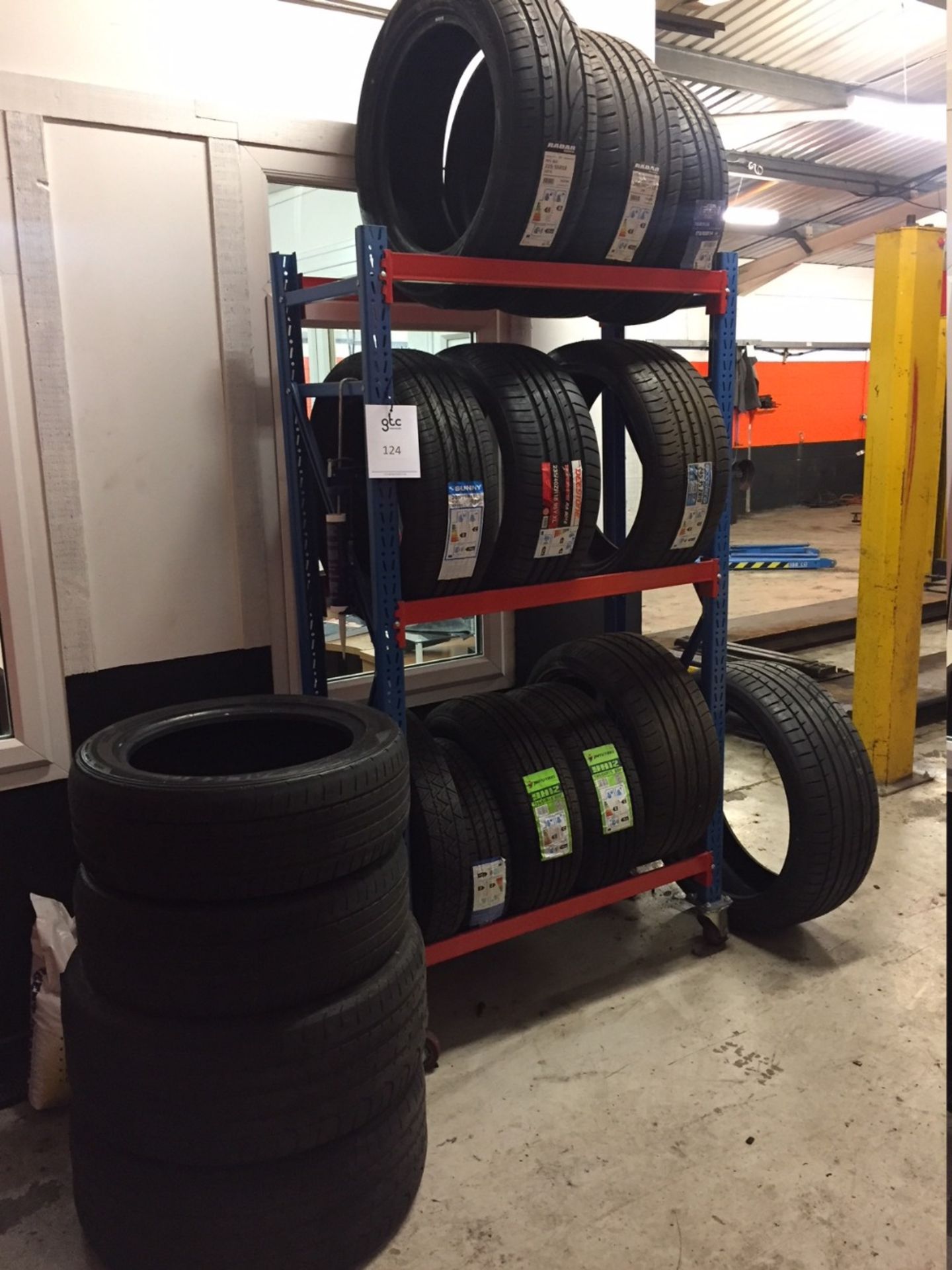 Steel 3 Tier Mobile Rack & Quantity of Unused and Part-worn Tyres