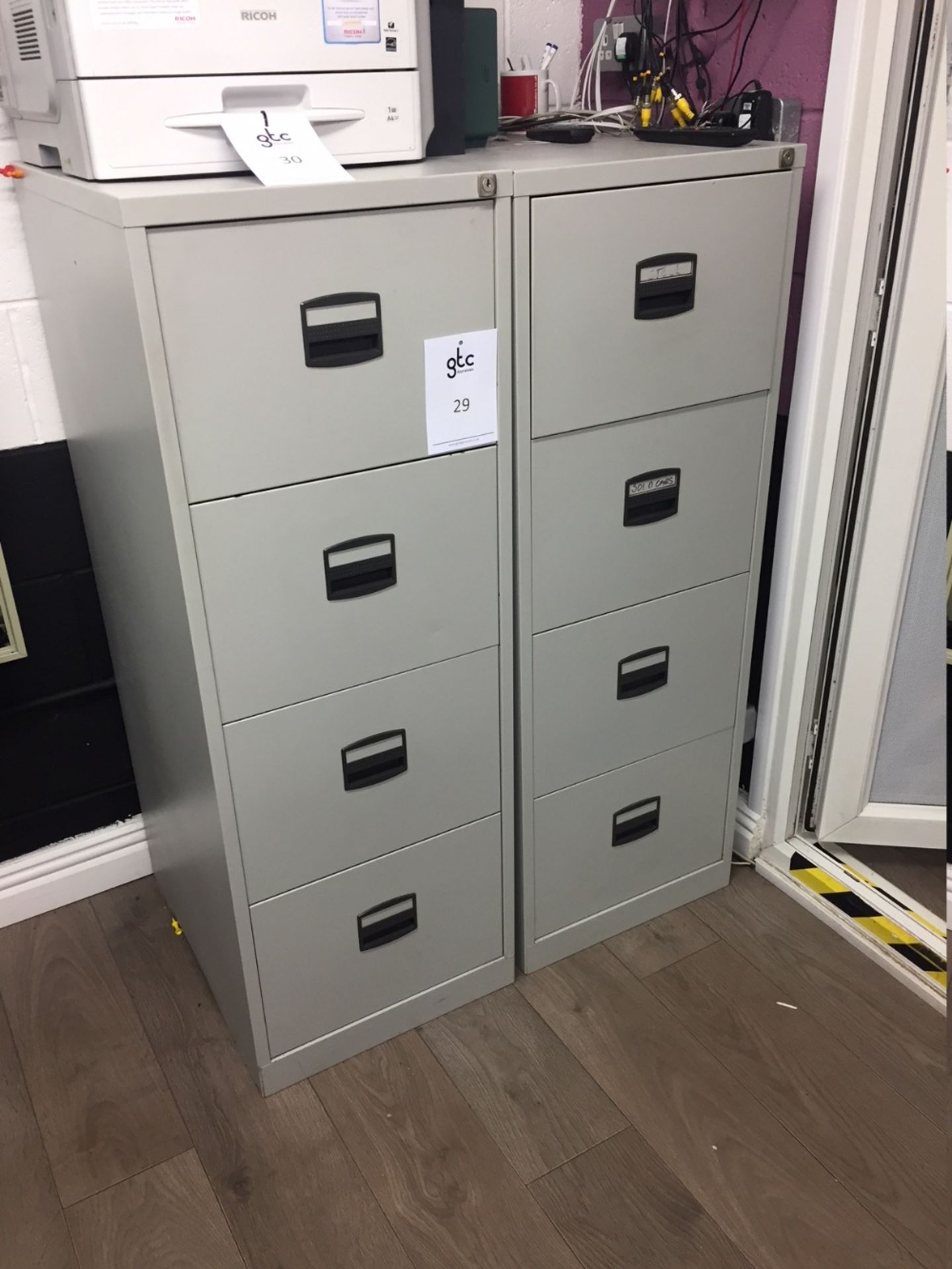 2 - Steel 4 Drawer Filing Cabinets