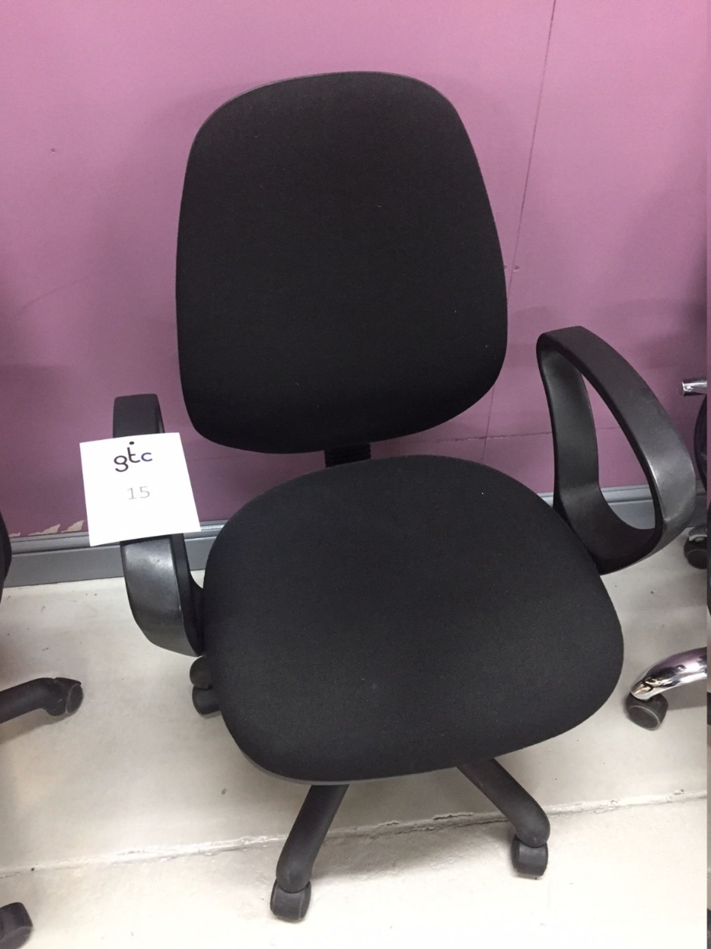 Black Cloth Upholstered Operators Swivel Chair