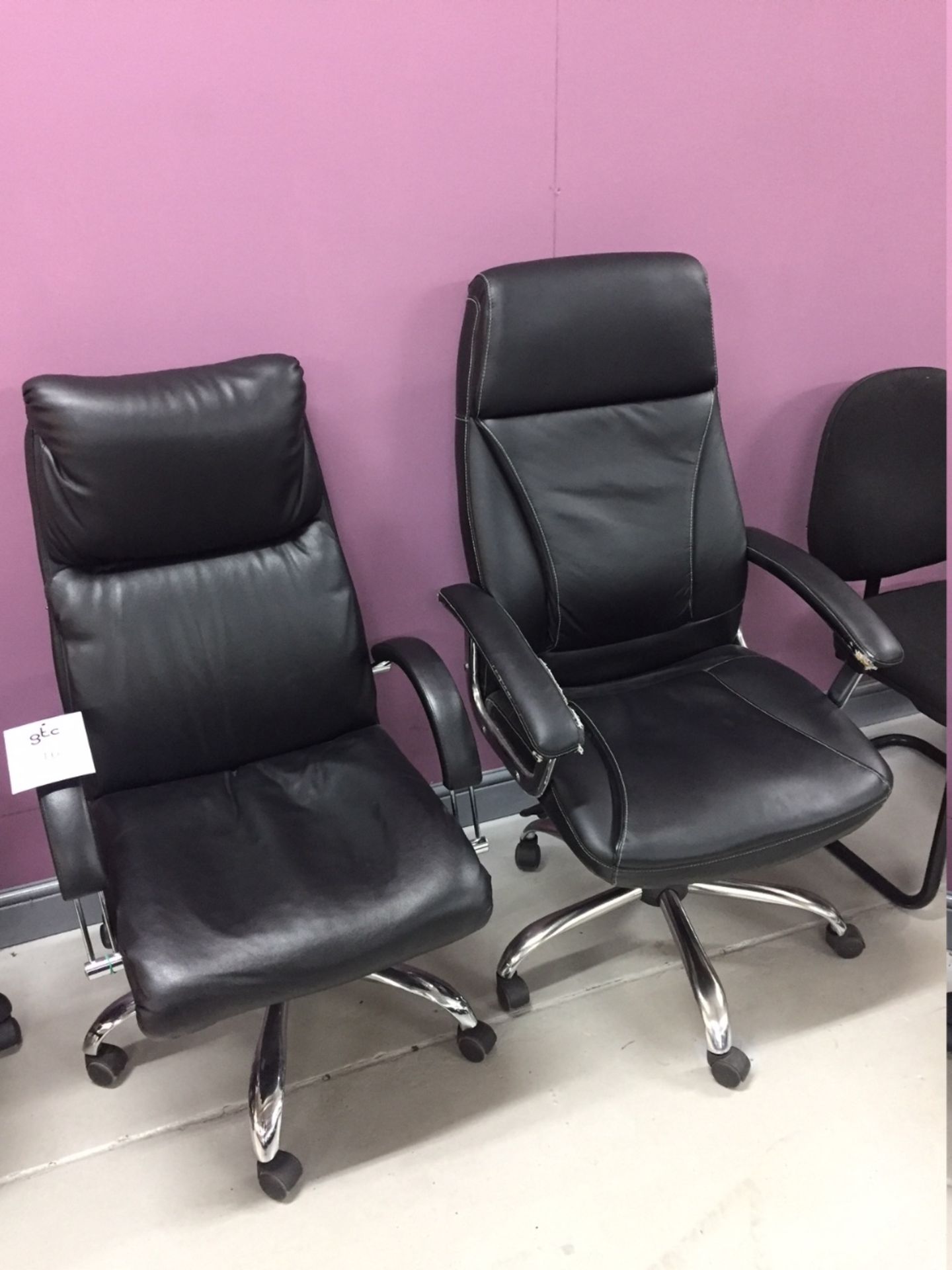 2 - Black Faux Leather Executive Swivel Chairs