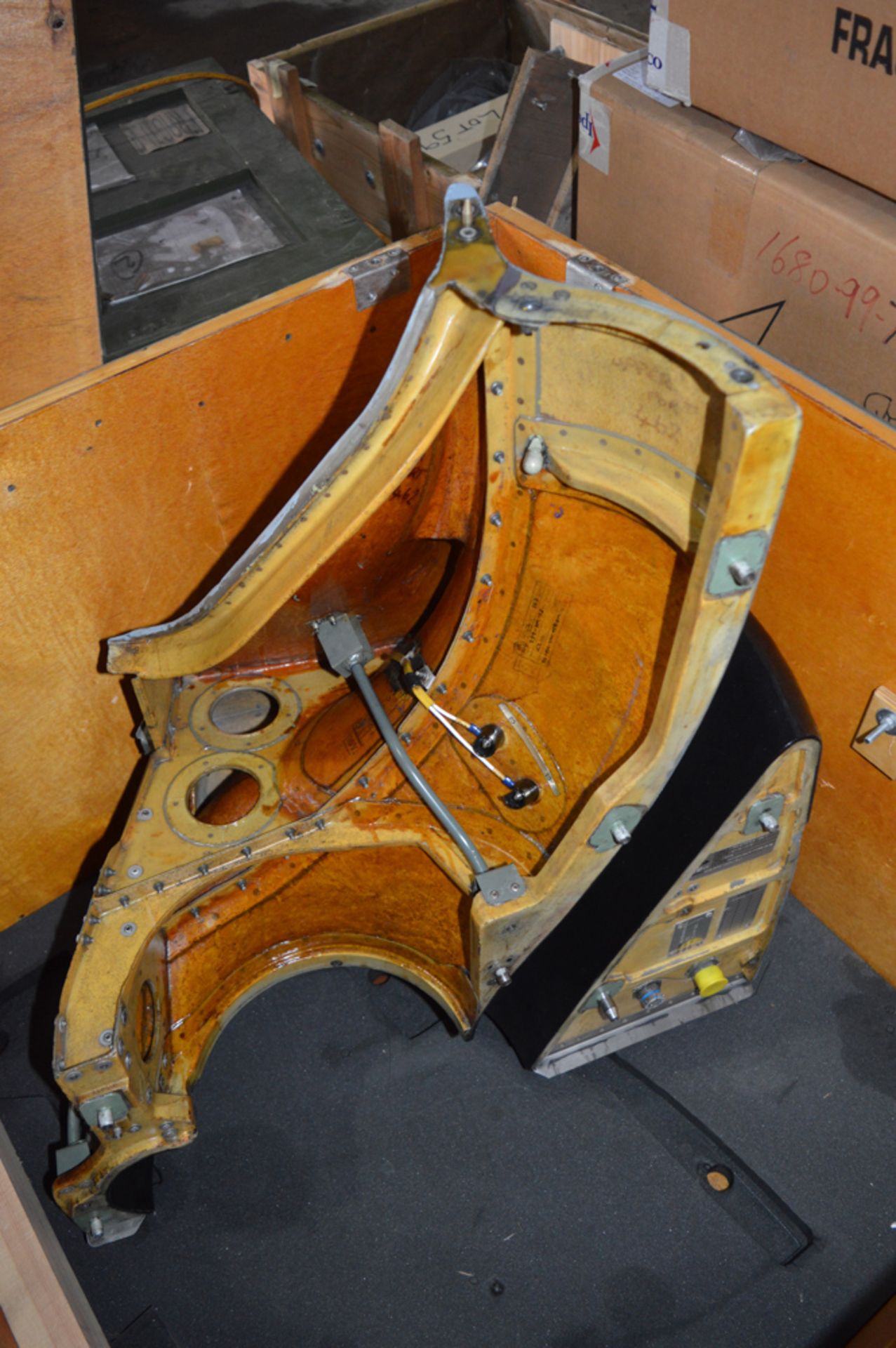 Lynx helicopter intake panel c/w wooden packing crate 850mm x 850mm x 700mm tall - Image 2 of 2