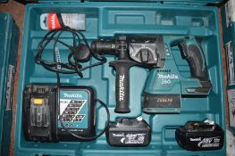 Makita 18v cordless hammer drill c/w 2 batteries, charger & carry case A611336