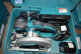 Makita 18v cordless circular saw c/w 2 batteries, charger & carry case A605542