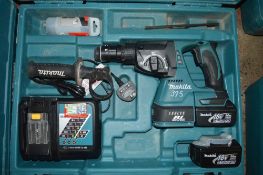 Makita 18v cordless hammer drill c/w 2 batteries, charger & carry case A636424