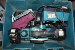 Makita 18v cordless planer c/w 2 batteries, charger & carry case A605473