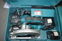 Makita 18v cordless circular saw c/w 2 batteries, charger & carry case A614742