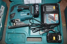 Makita 18v cordless jigsaw c/w 2 batteries, charger & carry case A638456