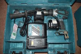 Makita 18v cordless drill c/w 2 batteries, charger & carry case A618817