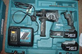 Makita 18v cordless hammer drill c/w 2 batteries, charger & carry case A628464