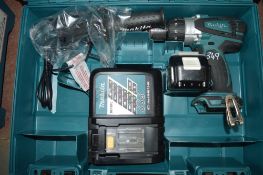Makita 18v cordless drill c/w 2 batteries, charger & carry case A636250