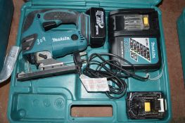 Makita 18v cordless jigsaw c/w 2 batteries, charger & carry case A636408