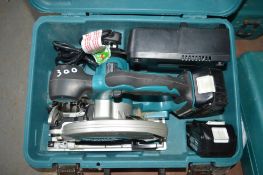 Makita 18v cordless circular saw c/w 2 batteries, charger & carry case A628458