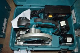 Makita 18v cordless circular saw c/w 2 batteries, charger & carry case A636335