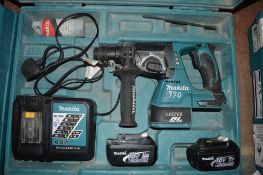 Makita 18v cordless hammer drill c/w 2 batteries, charger & carry case A612749