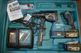 Makita 18v SDS cordless hammer drill c/w 2 batteries, charger & carry case A636421