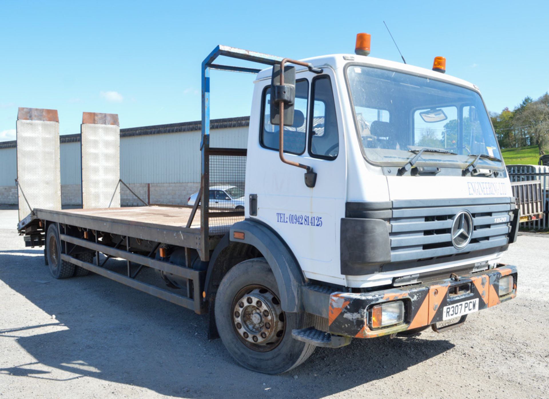 Mercedes Benz 1820 18 tonne beaver tail plant lorry Registration Number: R307 PCW Date of