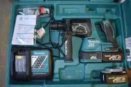 Makita 18v SDS cordless hammer drill c/w 2 batteries, charger & carry case A636504