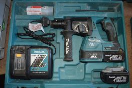 Makita 18v SDS cordless hammer drill c/w 2 batteries, charger & carry case A636419