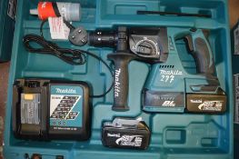 Makita 18v SDS cordless hammer drill c/w 2 batteries, charger & carry case A636463