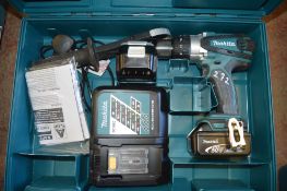 Makita 18v cordless power drill c/w 2 batteries, charger & carry case A636255