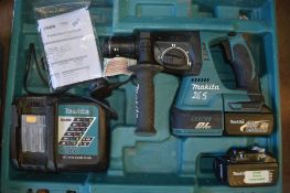 Makita 18v SDS cordless hammer drill c/w 2 batteries, charger & carry case A636472