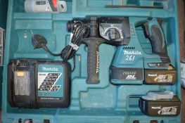 Makita 18v SDS cordless hammer drill c/w 2 batteries, charger & carry case A636496