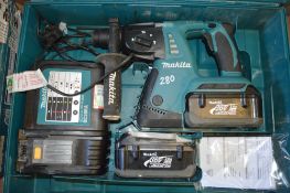 Makita 36v cordless SDS hammer drill c/w 2 batteries, charger & carry case A628436
