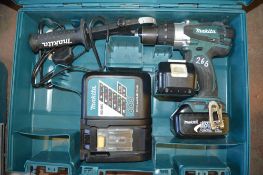 Makita 18v cordless power drill c/w 2 batteries, charger & carry case A622352