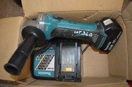 Makita 18v cordless angle grinder c/w battery & charger E0004507