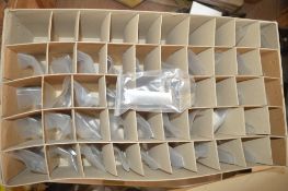 Box of approximately 42 Rolls Royce aircraft jet engine turbine blades as lotted