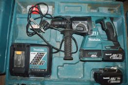 Makita 18v cordless SDS rotary hammer drill c/w 2 batteries, charger & carry case A612748