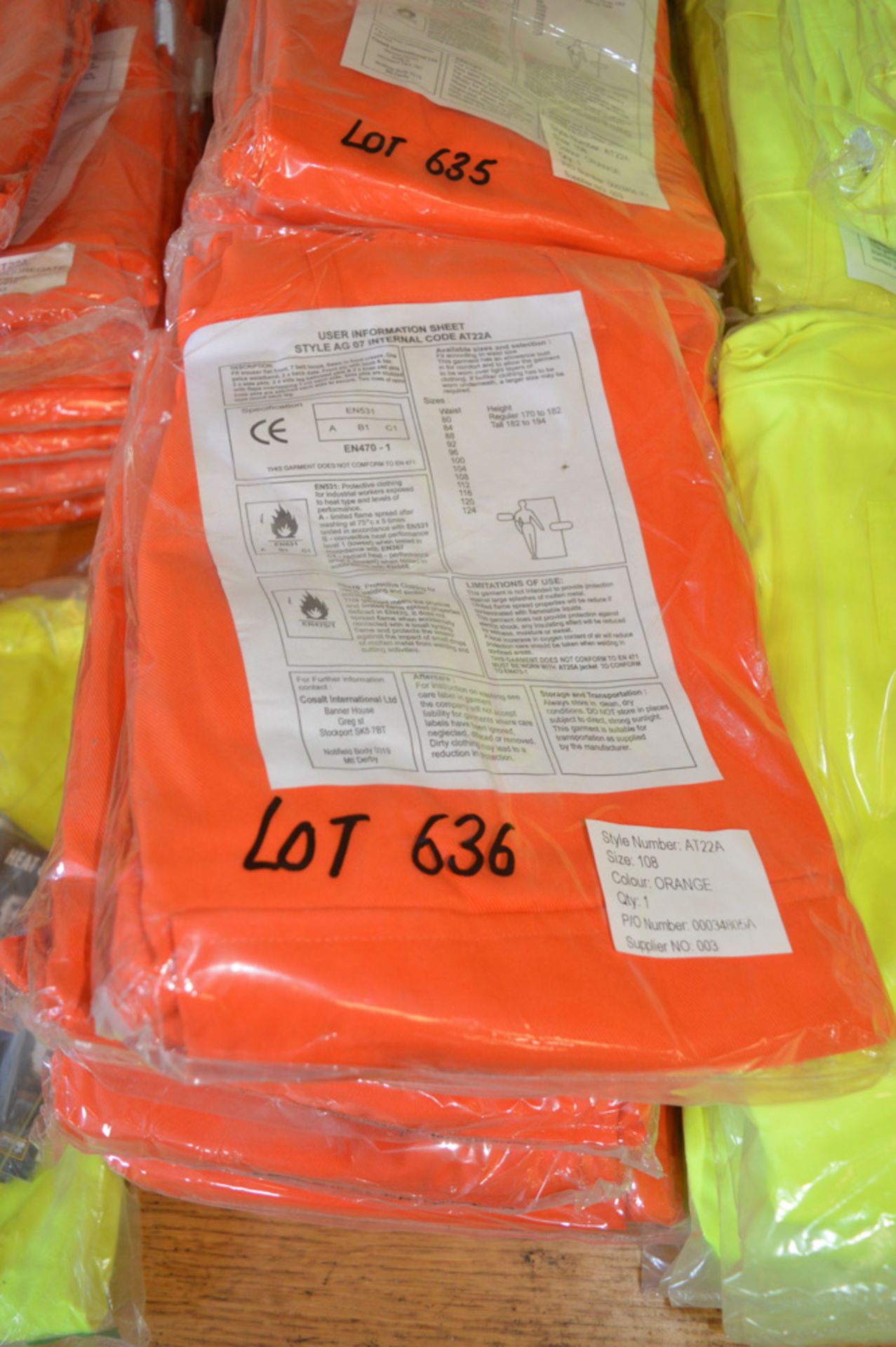 6 pairs of Hi-Viz orange work trousers size 108 New & unused
