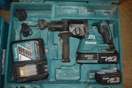 Makita 18v cordless SDS rotary hammer drill c/w 2 batteries, charger & carry case A605538