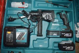 Makita 18v cordless SDS rotary hammer drill c/w 2 batteries, charger & carry case A605537