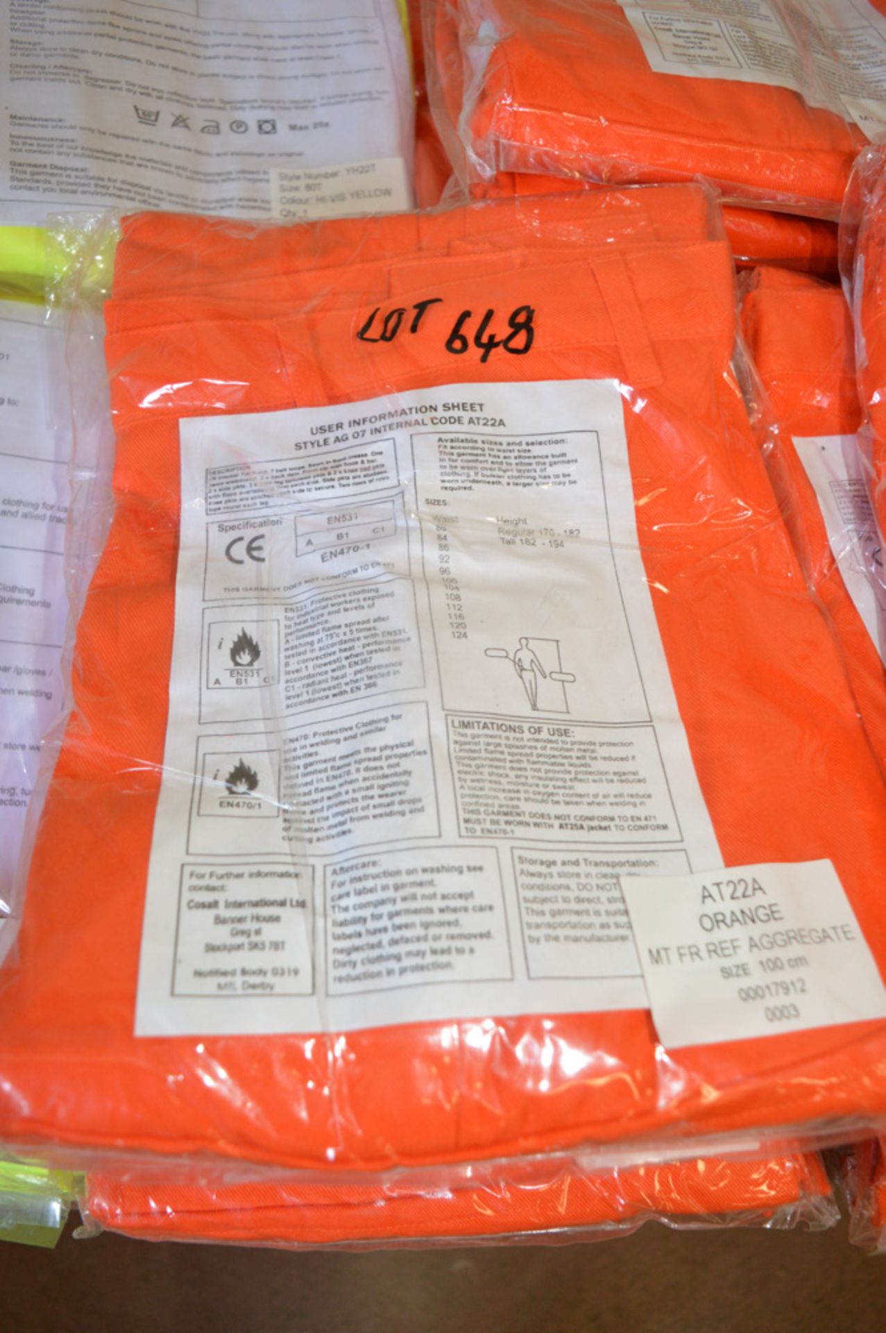 5 pairs of Hi-Viz orange work trousers size 100 New & unused