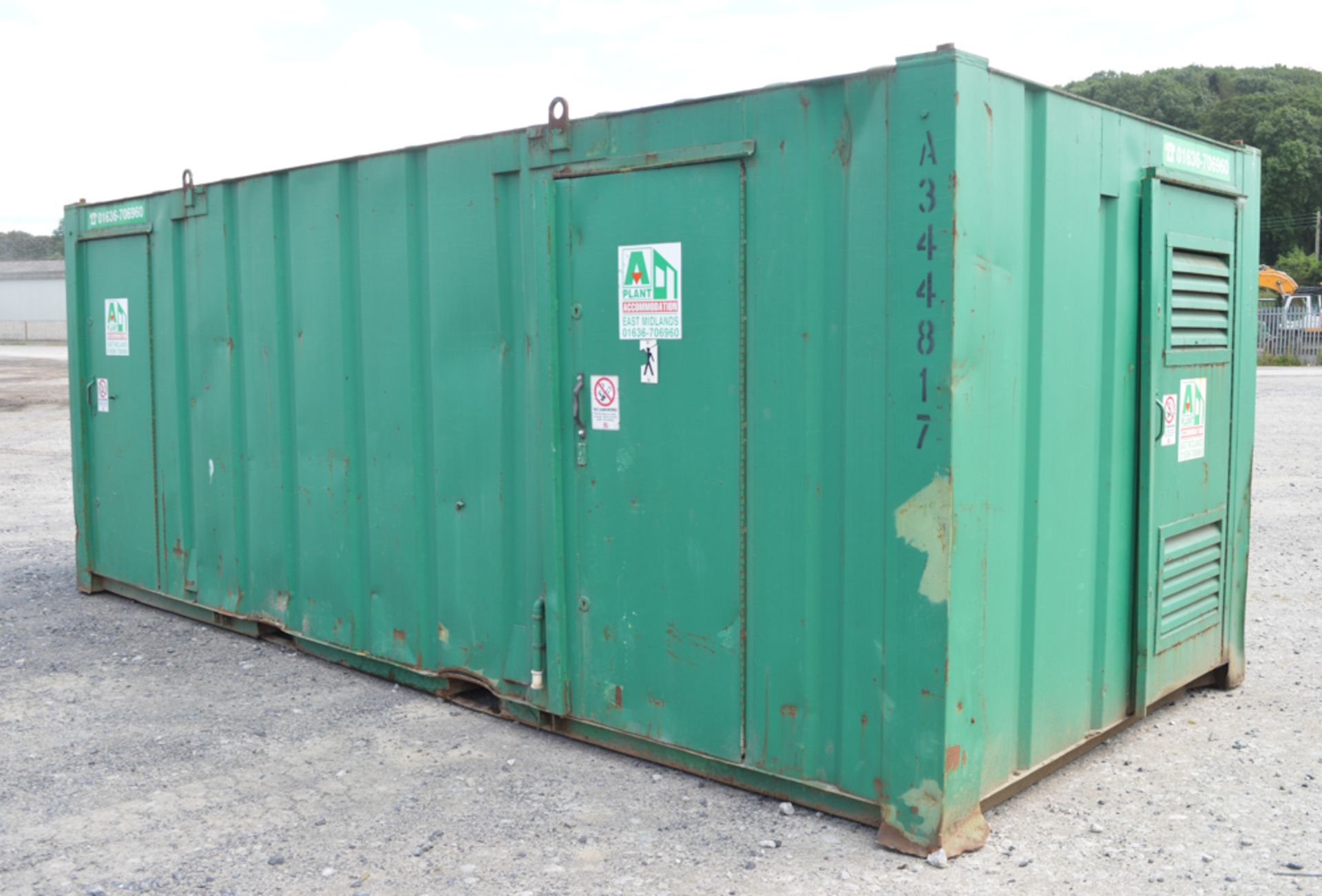 21 ft x 9 ft steel anti vandal welfare site unit Comprising of: canteen area, toilet & generator