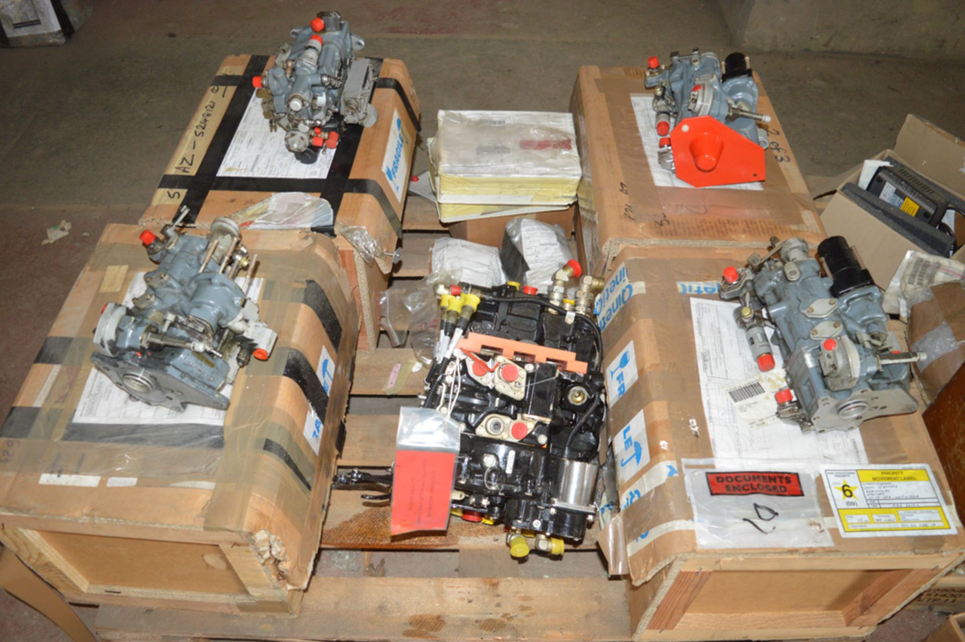 Pallet of miscellaneous aircraft spares including 5 various fuel control units and Tornado air