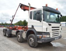 Scania P380 8X4 hook loader lorry  Registration number: FJ08 VXD  Recorded K/M's: 609,714 TAX: Not