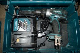 Makita 18v cordless hammer drill c/w charger & carry case **No battery** A649061