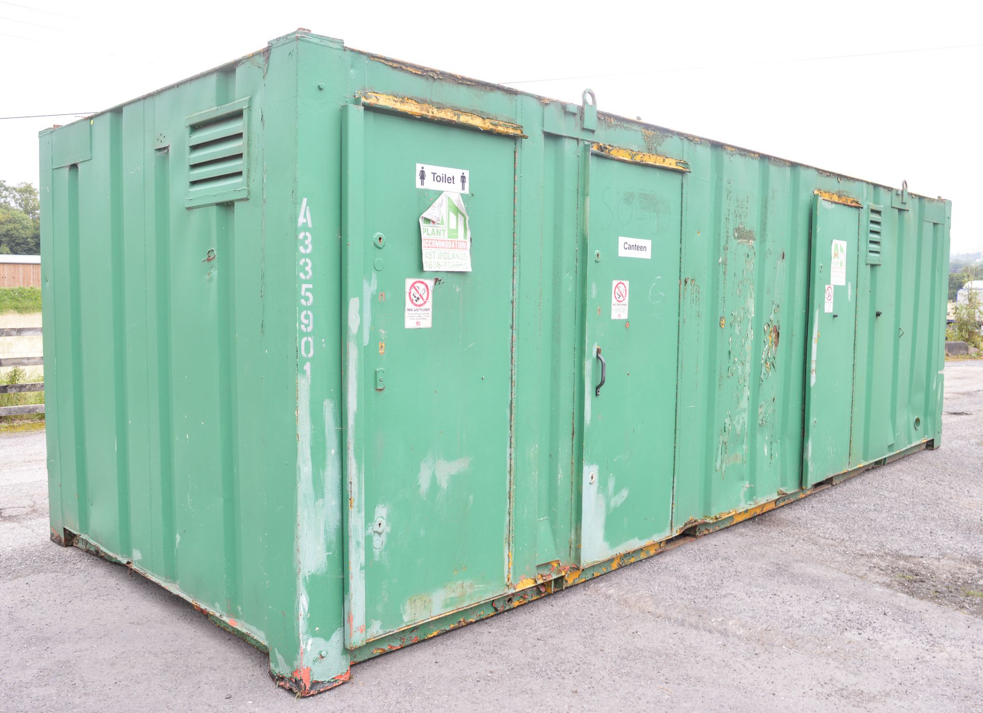 24 ft x 9 ft steel anti vandal site welfare unit Comprising of: canteen area, toilet, drying