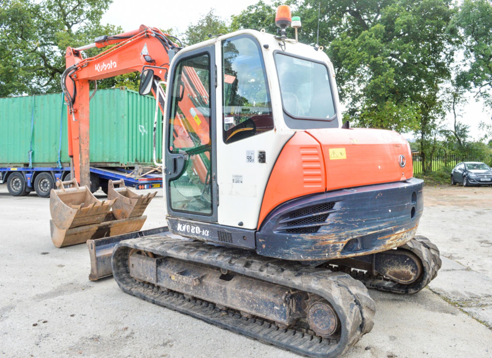 Kubota KX80-3 8 tonne rubber tracked excavator Year: 2010 S/N: 21590 Recorded Hours: 4461 blade, - Image 2 of 14