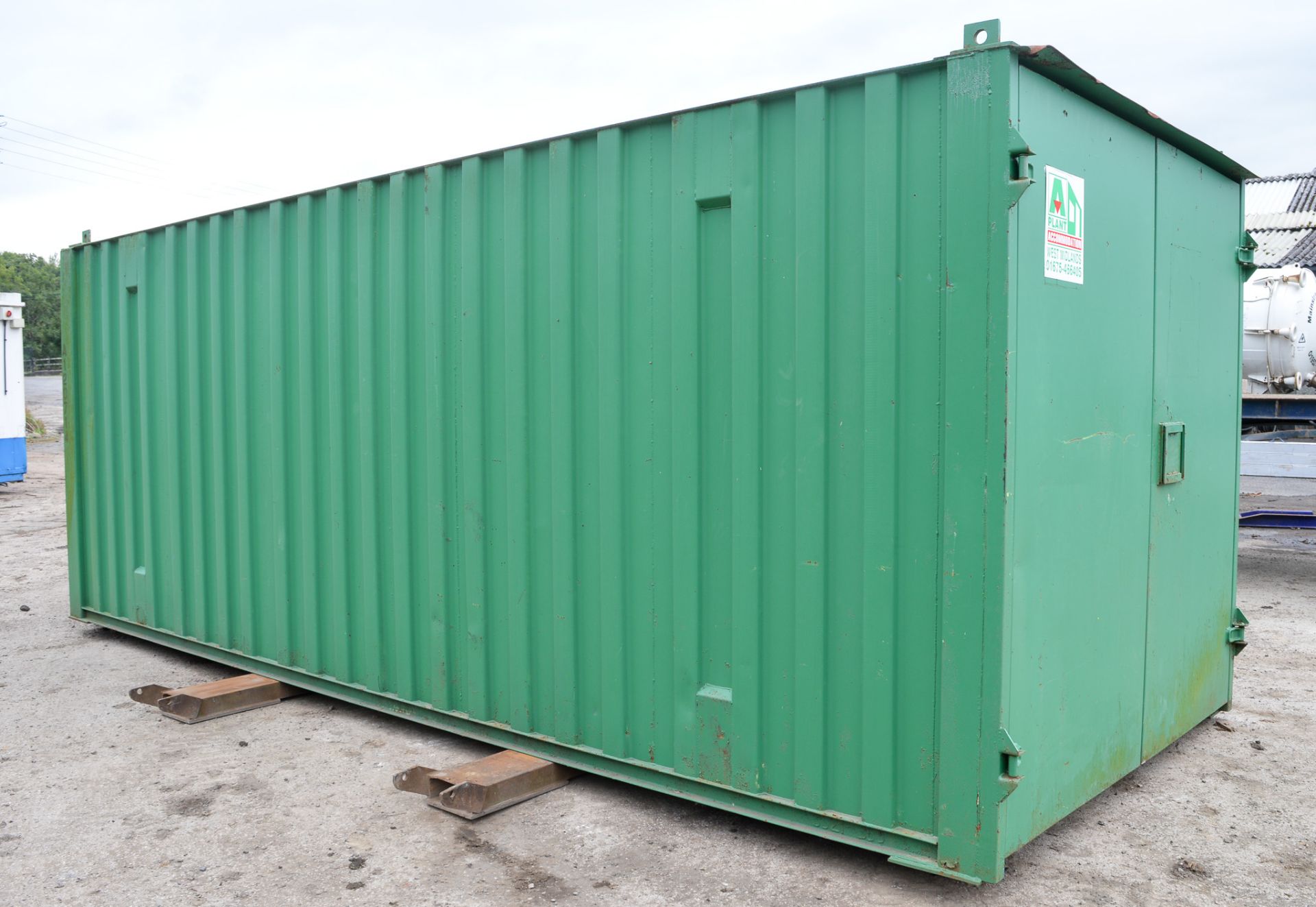 20 ft x 8 ft steel site store unit c/w keys A120714