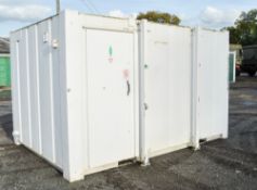 12 ft x 9 ft steel anti vandal 2+1 toilet site unit c/w keys A343874