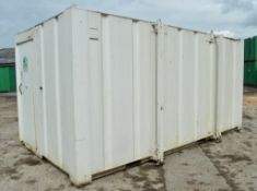 16 ft x 9 ft steel anti vandal 2+1 toilet site unit c/w keys A412913