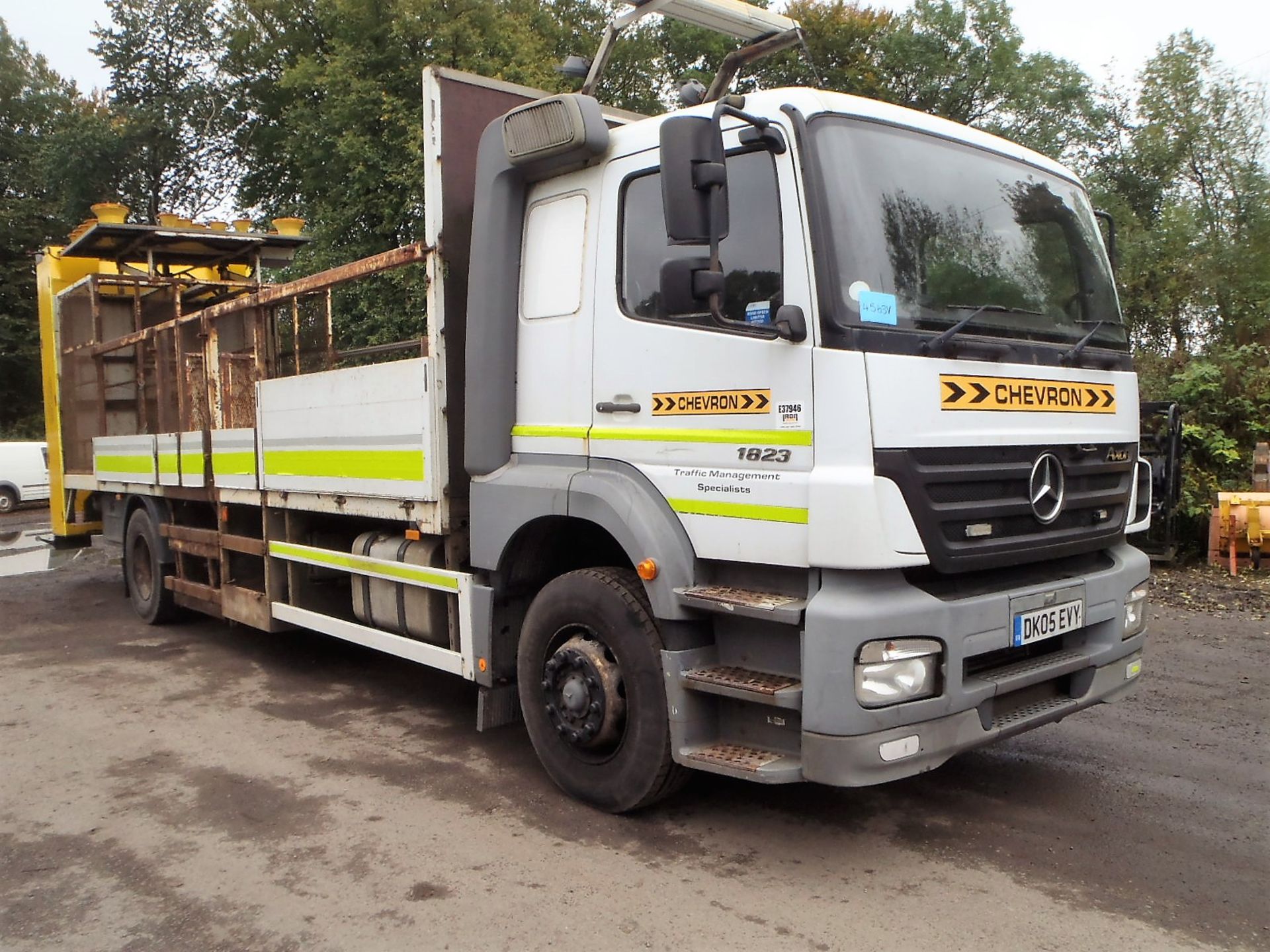 Mercedes Benz 1823 18 tonne flat bed impact protection lorry Registration Number: DK05 EVY Date of