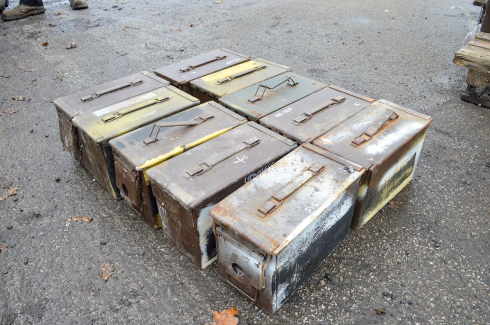 10 - ammunition boxes (Ex MOD) Dimensions: 30cm L x 14cm W x 19cm H